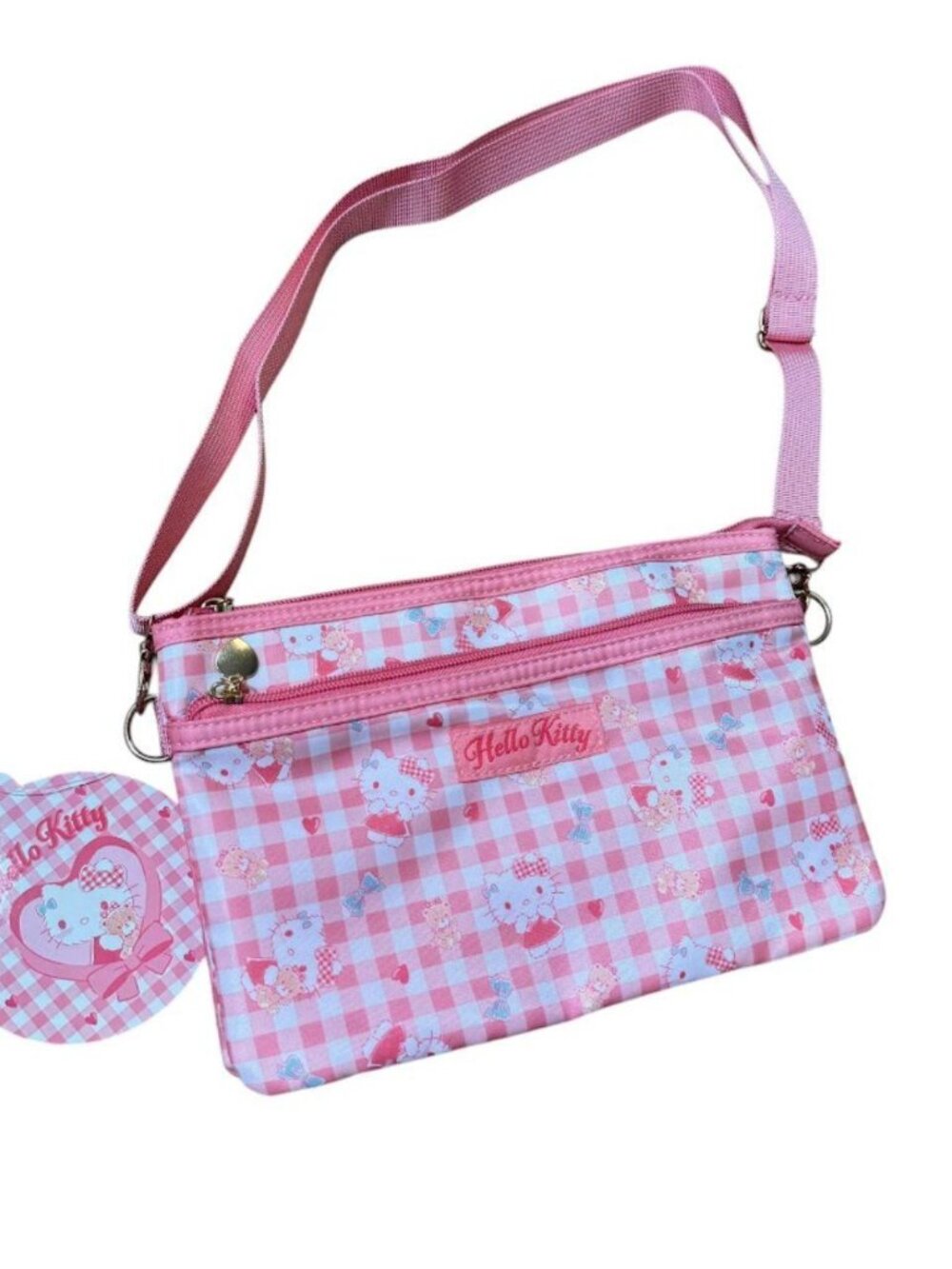 Hello Kitty Checkered Gingham Crossbody Purse